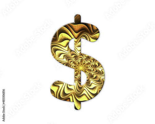 Money Dollar USD Riches symbol Golden Crispy icon logo illustration