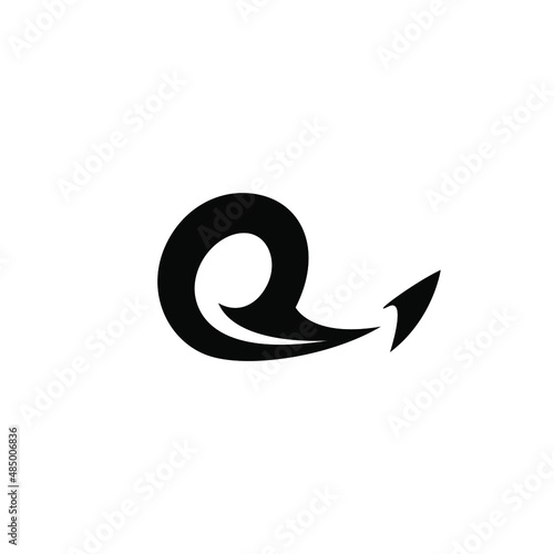 Fototapeta Naklejka Na Ścianę i Meble -  letter O or Q initial logo. Abstract rocket spaceship silhouette logo