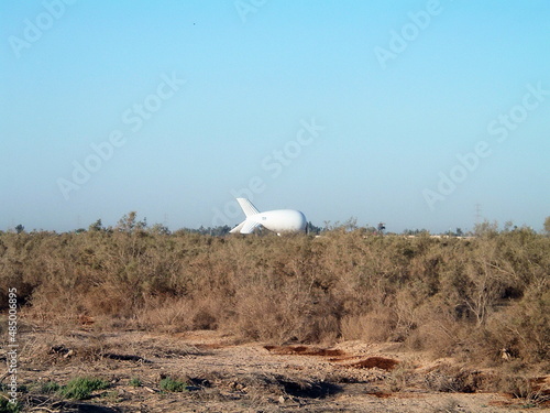 Aerostat in a field on a FOB in Baghdad, Iraq