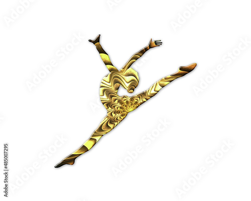 Ballet Female Dance symbol Golden Crispy icon logo illustration