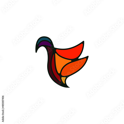 Abstract swan logo stained glass style. Swan siilhouette logo design