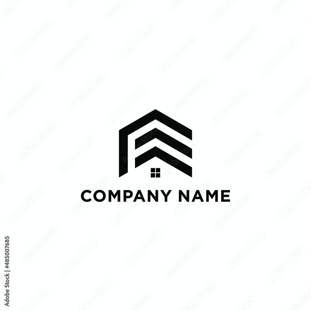 logo initials f design, with house illustration logo initials f design, with house illustration