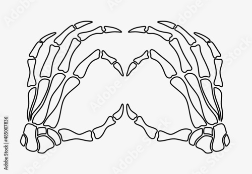 Skeleton hand showing heart shape. photo