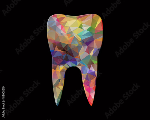 Dentist, Dental Hygienist Tooth symbol Low poly icon Chromatic logo illustration