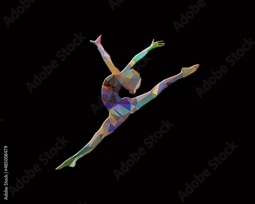 Ballet Female Dance symbol Low poly icon Chromatic logo illustration