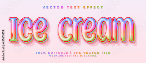 Ice cream text, sweet and rainbow editable text effect