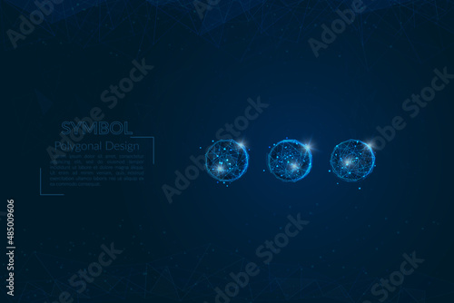 Abstract isolated blue image of a dot sign. Polygonal illustration looks like stars in the blask night sky in spase or flying glass shards. Digital design for website, web, internet.