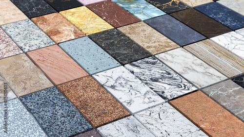 colorful stone slabs made of granite  marble and quartz for kitchen and bathroom countertops