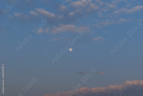 Wallpaper Mural Full moon in beautiful blue cloudy sky in early morning Torontodigital.ca