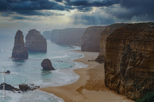 Cliffs and Sea at Sunset - Great Ocean Road Melbourne Australia - Trip after neven ending lockdown photo