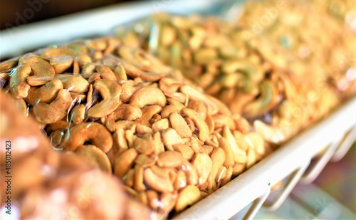 Roasted cashew nuts on display in a local store in the Palawan island of Coron in the Philippines