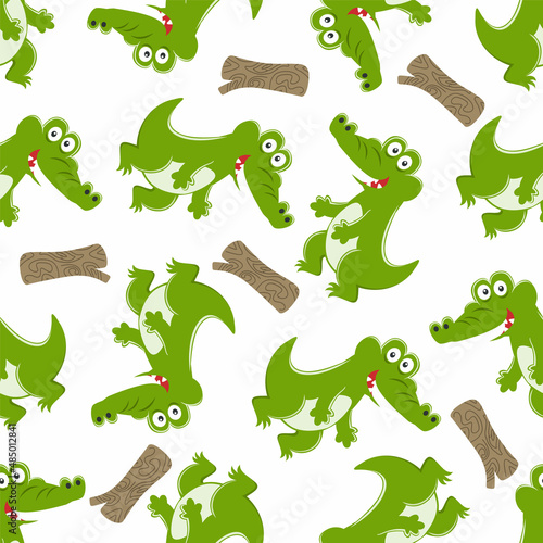 Seamless pattern of cute crocodile kid. Funny vector illustration. Creative vector childish background for fabric textile  nursery wallpaper  brochure. and other decoration.