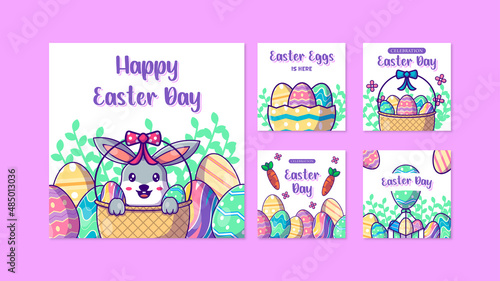 Cartoon collection of happy easter day instagram posts