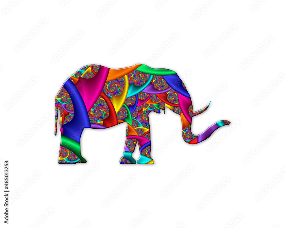Elephant Animal symbol Mandala icon chromatic logo illustration