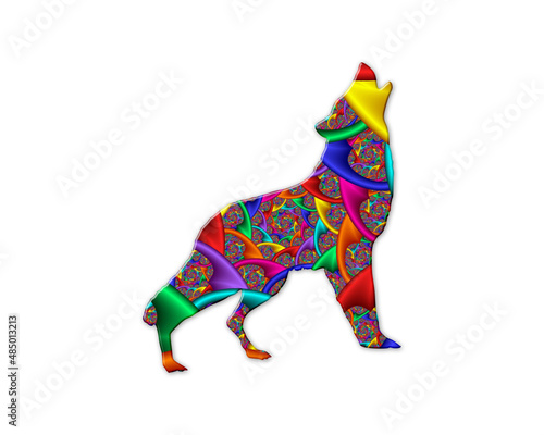 German Shepherd wolf symbol Mandala icon chromatic logo illustration