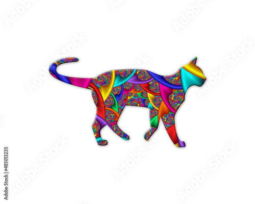 Cat Animal symbol Mandala icon chromatic logo illustration