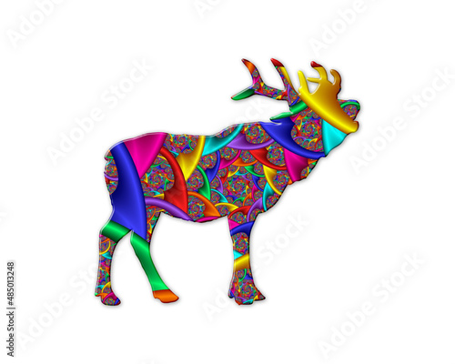 Fototapeta Naklejka Na Ścianę i Meble -  Reindeer Deer Antler moose symbol Mandala icon chromatic logo illustration