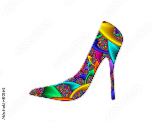 Lady women high heel shoe symbol Mandala icon chromatic logo illustration