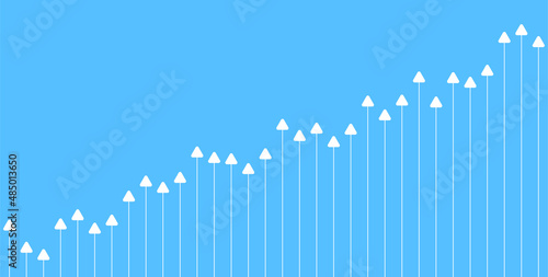 Abstract blue growing financial graph chart background. Vector tech design