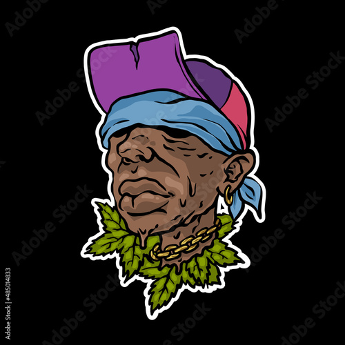 man rapper hype and cannabis illustration