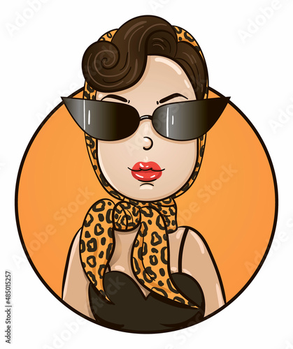 woman in sunglasses and leopard print headscarf