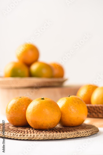 Fresh fruit oranges from local market on white background