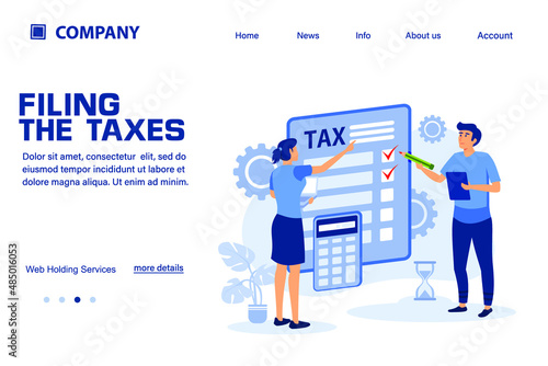 filing the taxes illustration. Landing page template. suitable for landing page ui web app.