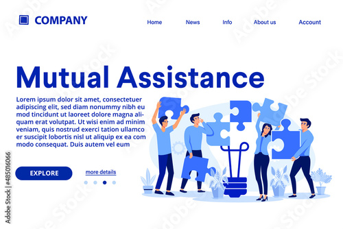 Mutual assistance illustration Suitable for web landing page, ui, mobile app, banner template. Vector Illustration