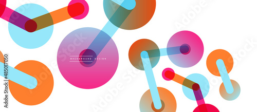 Abstract background. Round dots connected by lines. Trendy techno business template for wallpaper, banner, background or landing