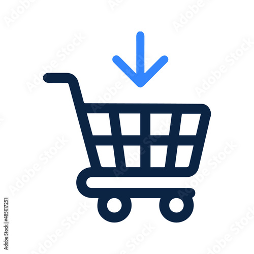 Add to cart caddie or shopping cart icon