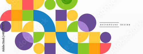 Minimal geometric abstract background. Circle square and triangle design. Trendy techno business template for wallpaper, banner, background or landing