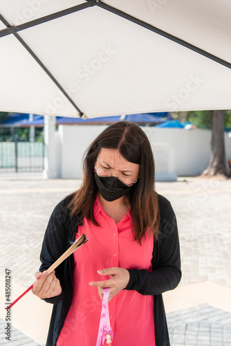 Thai buddhism pray for benefaction worship photo