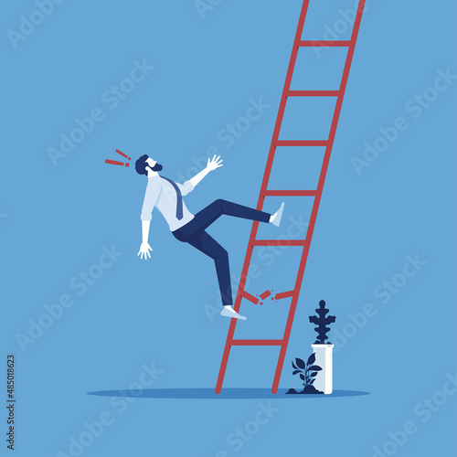 Man falling off the ladder, Concept of risk, accident, insurance vector, concept of business risk or accident concept