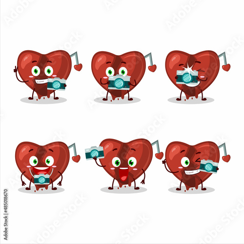 Photographer profession emoticon with broken heart love cartoon character