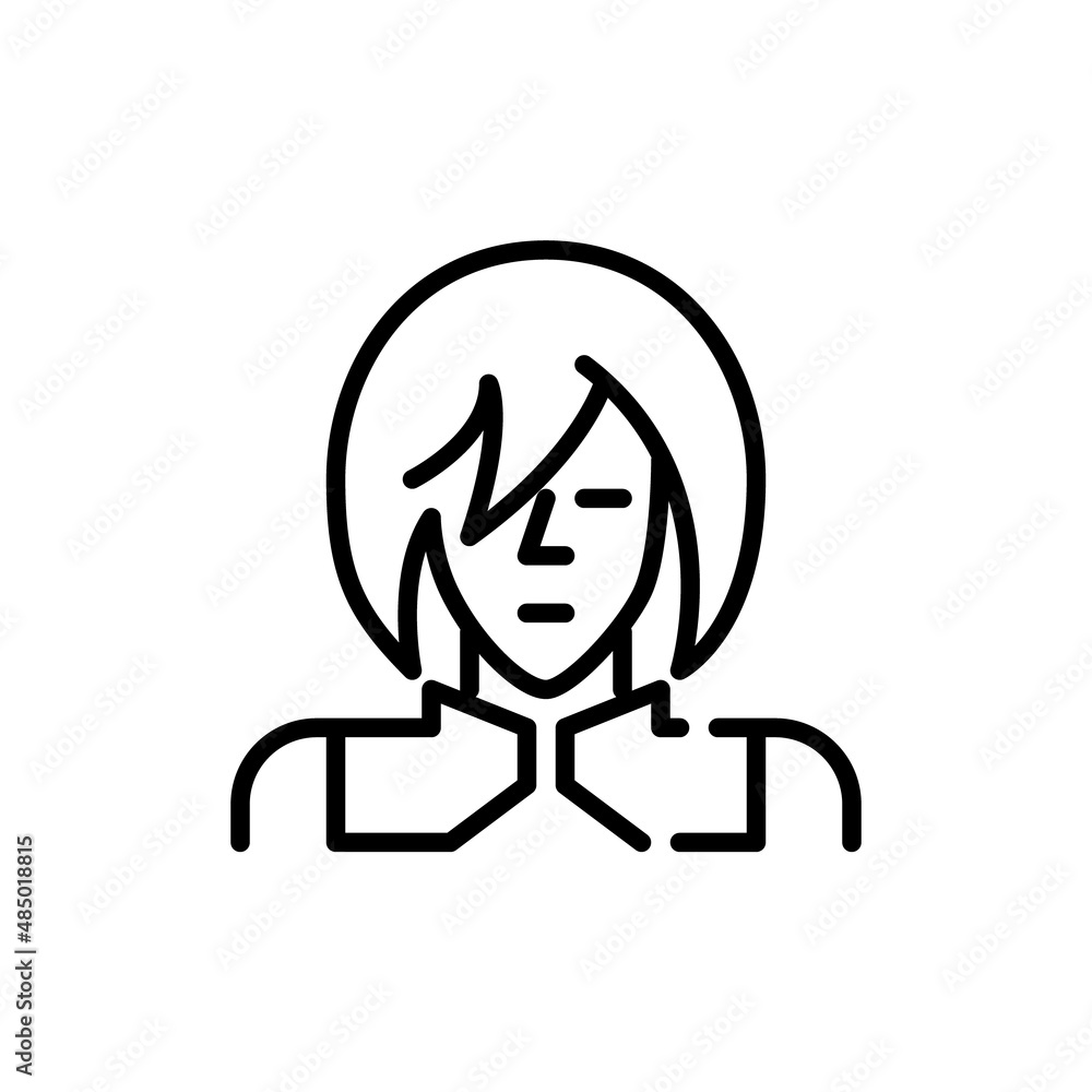 Cute anime cosplay boy. Pixel perfect, editable stroke avatar icon Cute anime cosplay boy. Pixel perfect, editable stroke avatar icon
