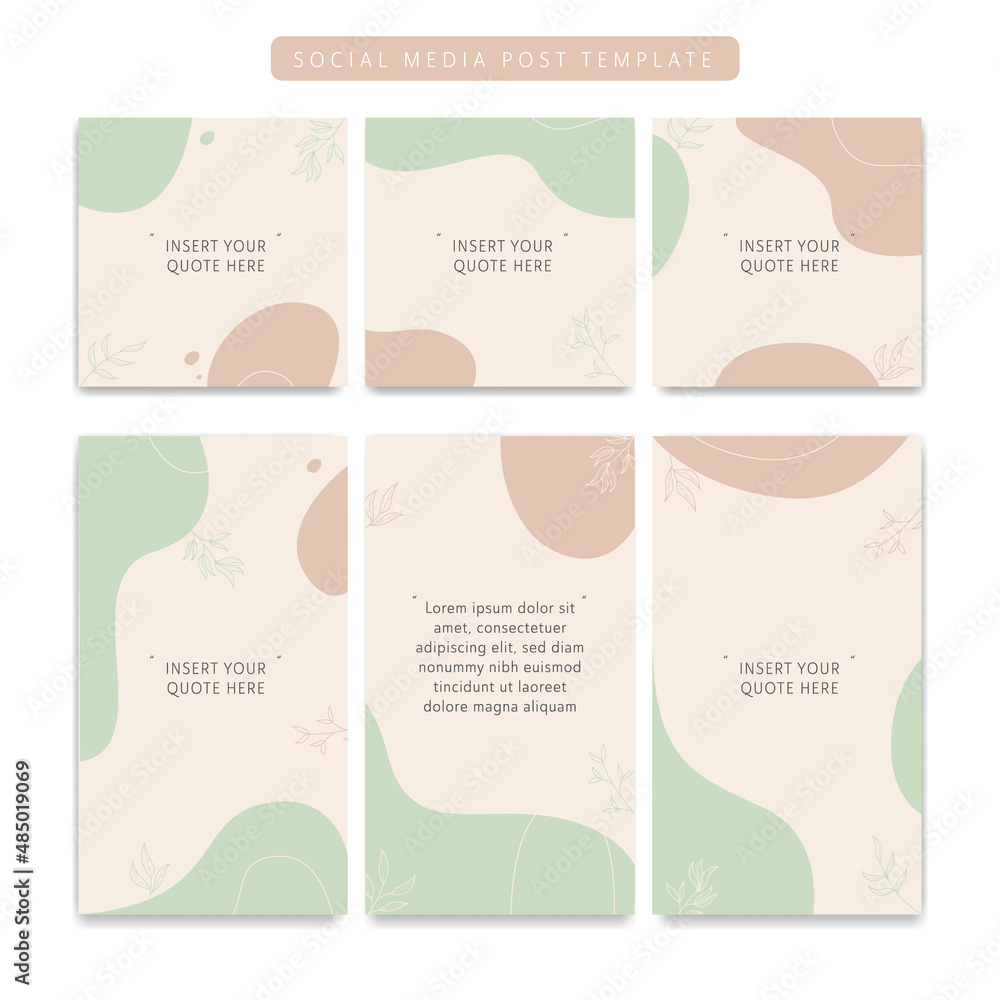 instagram social media background post and story posting template set