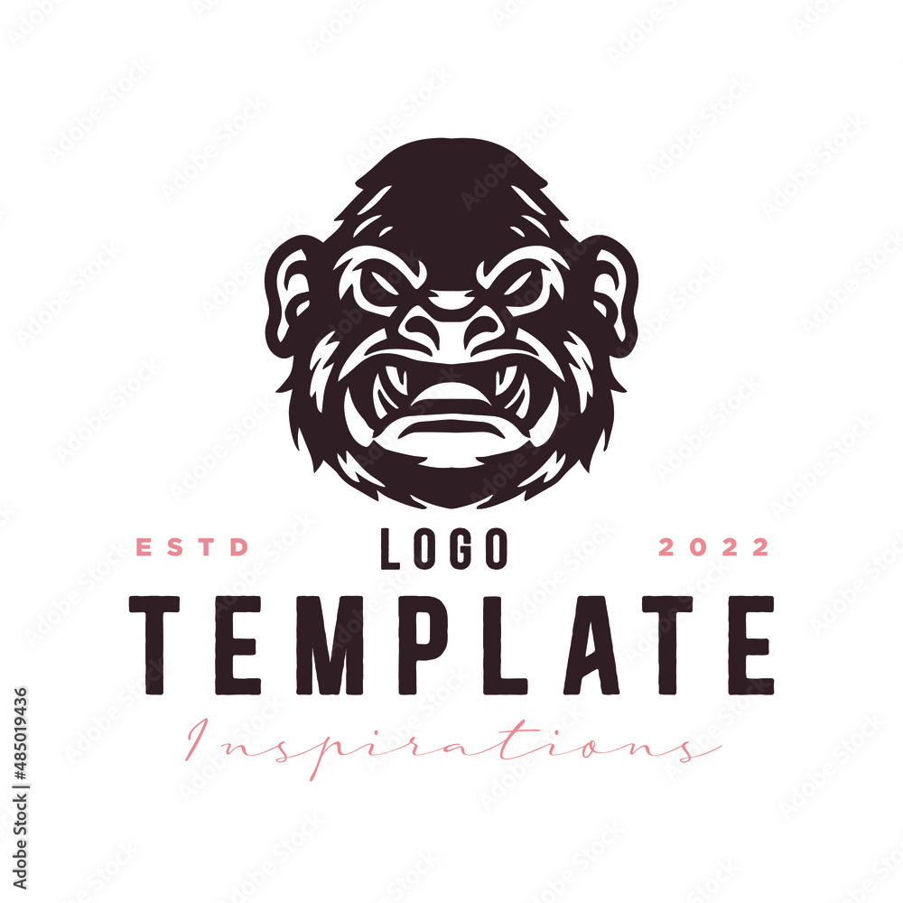 Emblem, Gorilla animal logo template. angry expression panda, for label, stamp, tattoo template, esport logo. Emblem, Gorilla animal logo template. angry expression panda, for label, stamp, tattoo template, esport logo.
