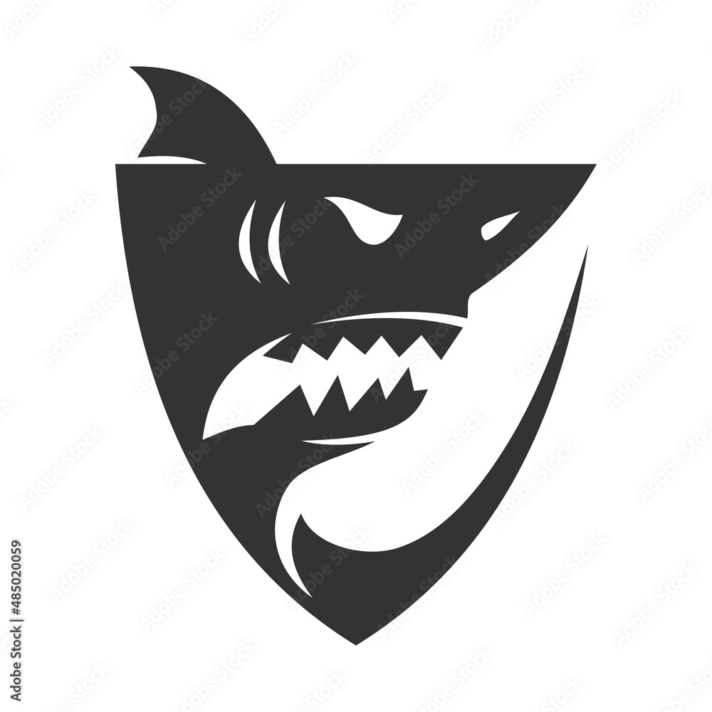 Shark and shield Icon Illustration Brand Identity Shark and shield Icon Illustration Brand Identity