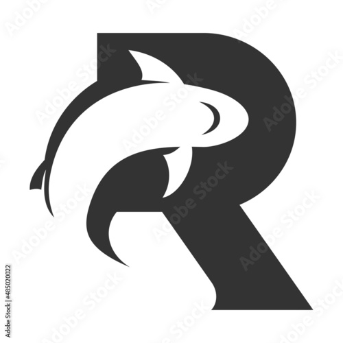 letter R and the shark Icon Illustration Brand Identity