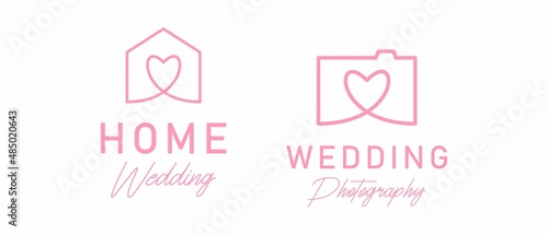 Home Camera and Heart symbol for Wedding photography icon vector illustration photo