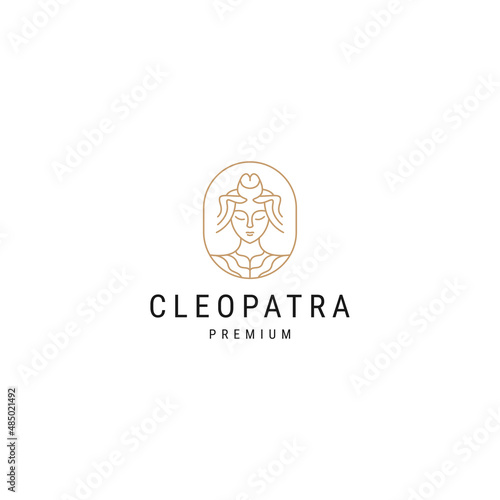 Egyptian queen cleopatra line art logo icon design template. Elegant Luxury, Modern