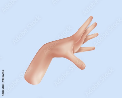 Cartoon 3d hands. Realistic vector Hand . Peace sign, ok sign tap, point out hand, high five hand Men and women arms Decoration 3d object isolated. Vector illustration