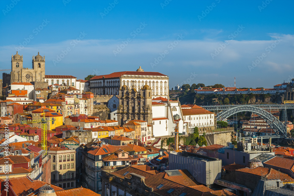 Skyline of Porto with Porto Cathedral in portugal