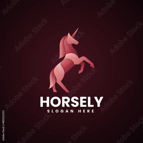 Vector Logo Illustration Horse Gradient Colorful Style.