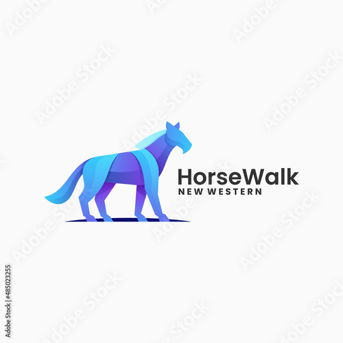 Vector Logo Illustration Horse Gradient Colorful Style.