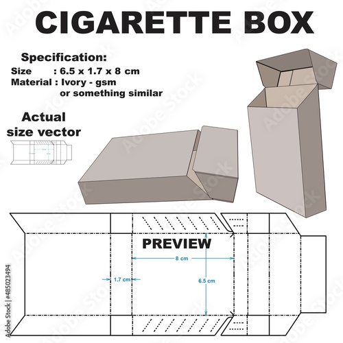 Cigarette boxes with shapes & sizes that are often used in the market.