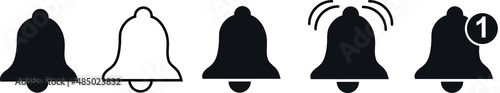 Notification bell icon. Alarm symbol. Incoming inbox message. Ringing bells. Alarm clock and smartphone application alert. Social media element. New message symbol flat style