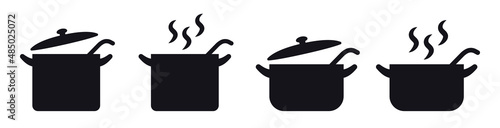 Fotografie, Obraz Kitchen cooking pots vector icon set