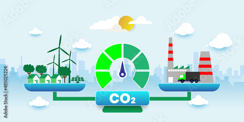 carbon neutral co2 balance concept With icons. Cartoon Vector People Illustration
Description81