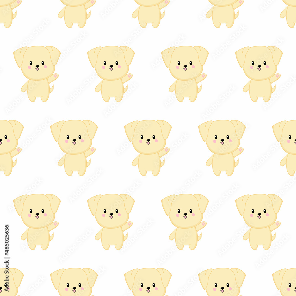 Cute kawaii dog. Vector illustration. Seamless pattern. Cute kawaii dog. Vector illustration. Seamless pattern.